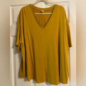 Mustard Yellow V Neck Top - 3X